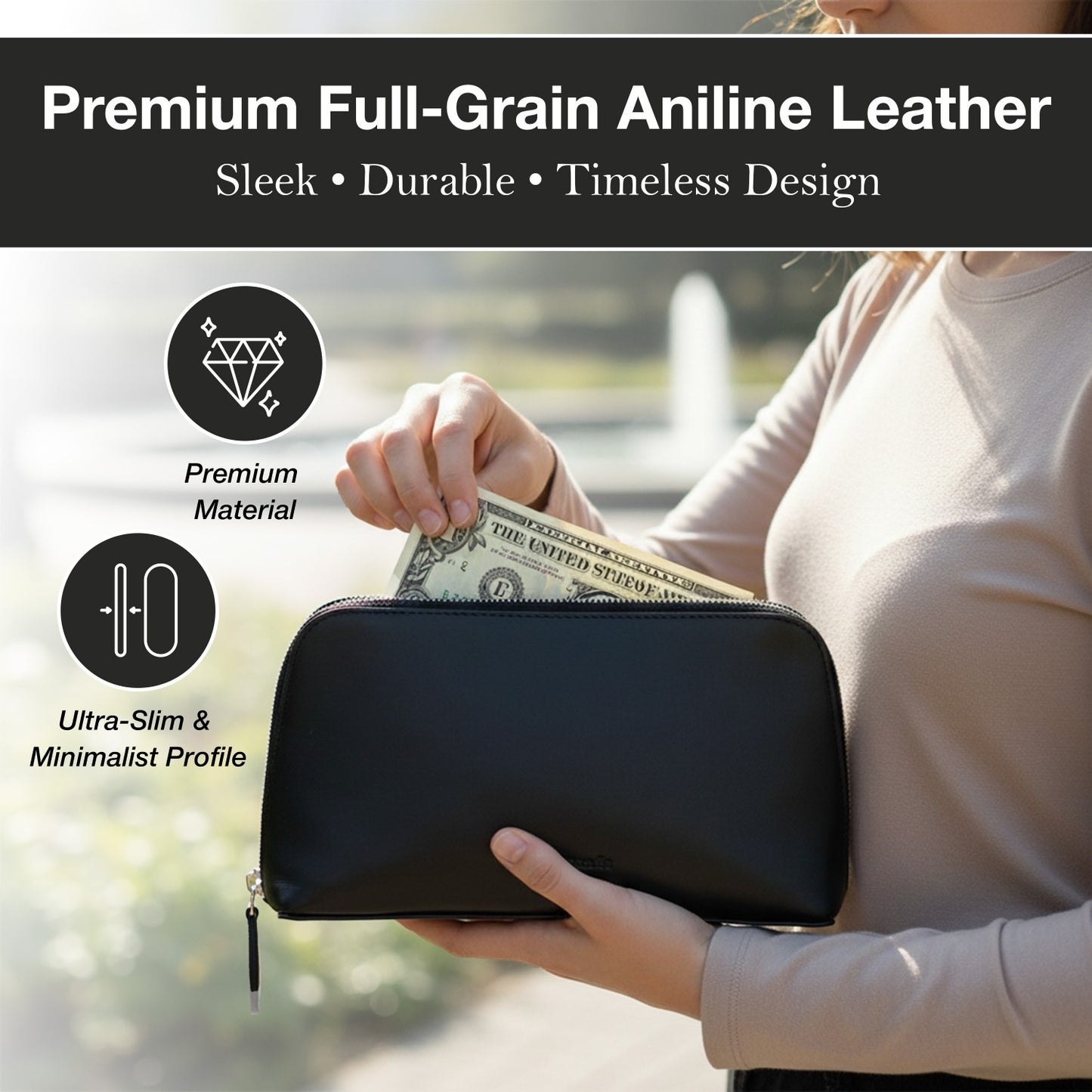 Aniline Leather Travel Organizer Pouch