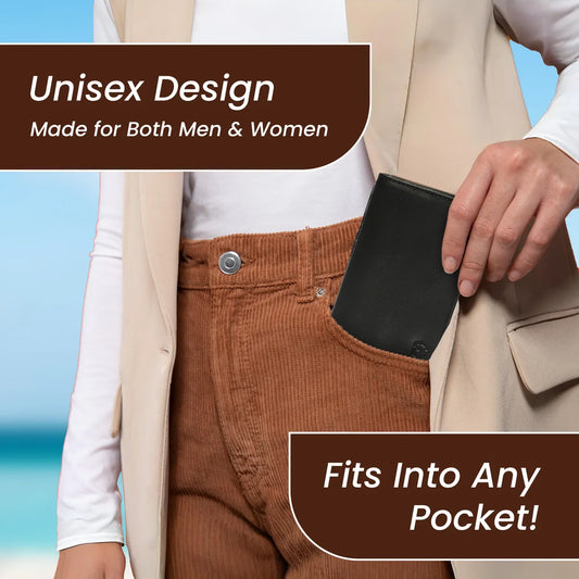 Ext Black Cow Aston Full Grain Leather Slim Wallet Small Minimalist & Thin Wallet Card Holder For Men & Women