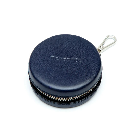 Navy Blue Leather Earphone Case Tws Airpods With Snap Closure Premium Full Grain Protective Pouch For Men & Women