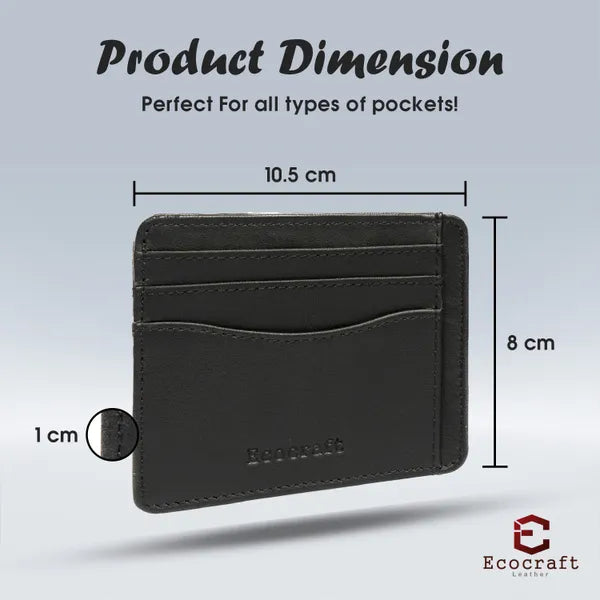 Black Slim Genuine Leather Minimalist Credit Genuine Leather Stylish Card Wallet Small Card Case Card Holder For Men & Women