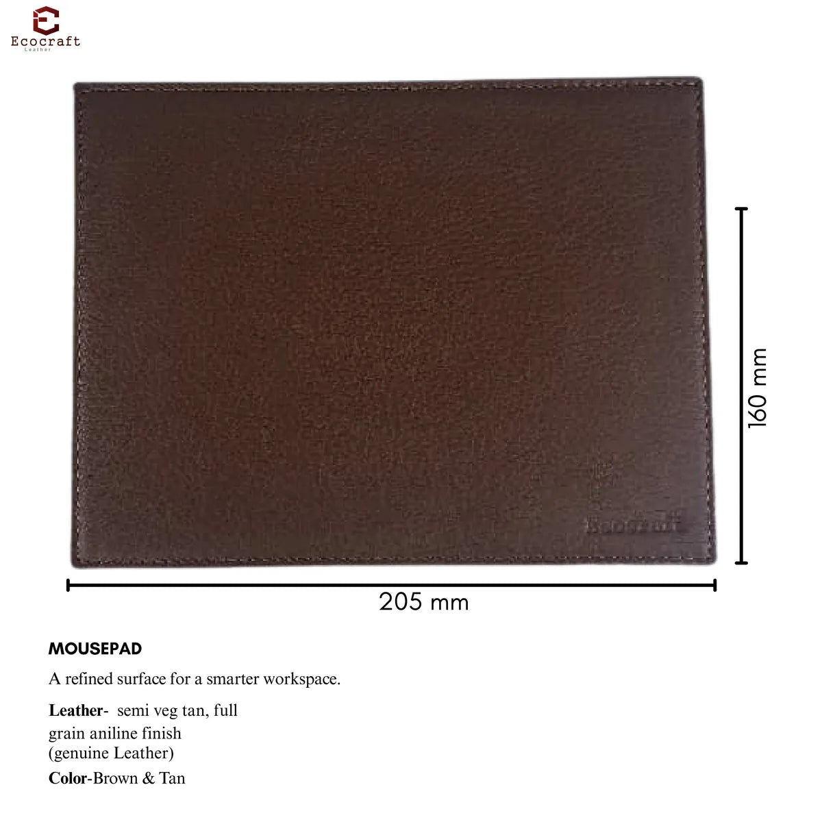 Light brown Leather Genuine Leather Classic A5 Size Desk Pad Non-Slip Mouse Pad For Office & Home