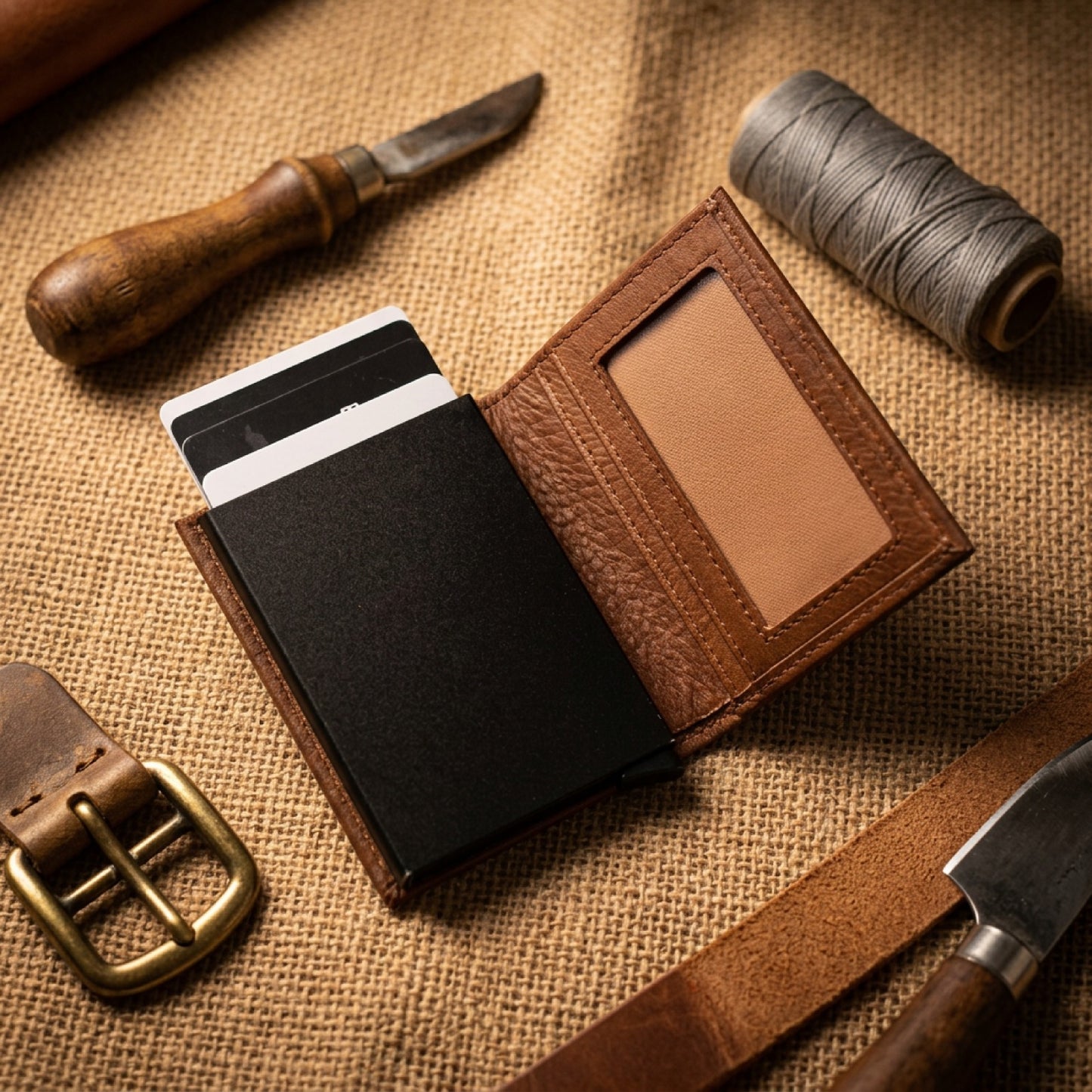 Premium Pebble Leather Pop up Credit Card Holder