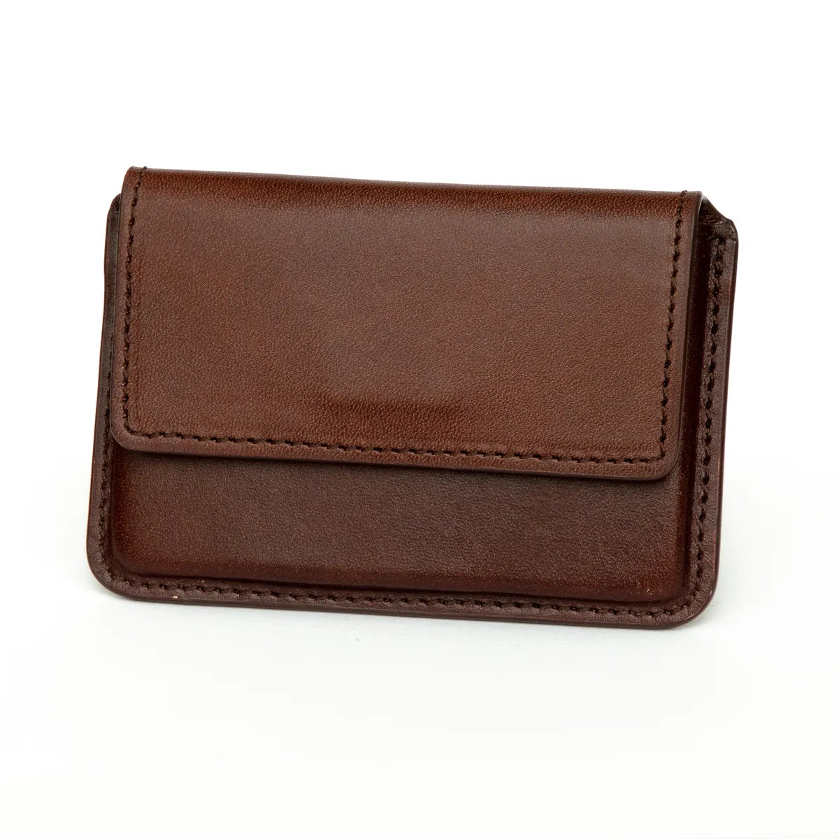 Brown Full Grain Aniline Leather With Magnetic Flap Ultra-Slim Minimalist Wallet For Daily Carry Card Case For Men & Women