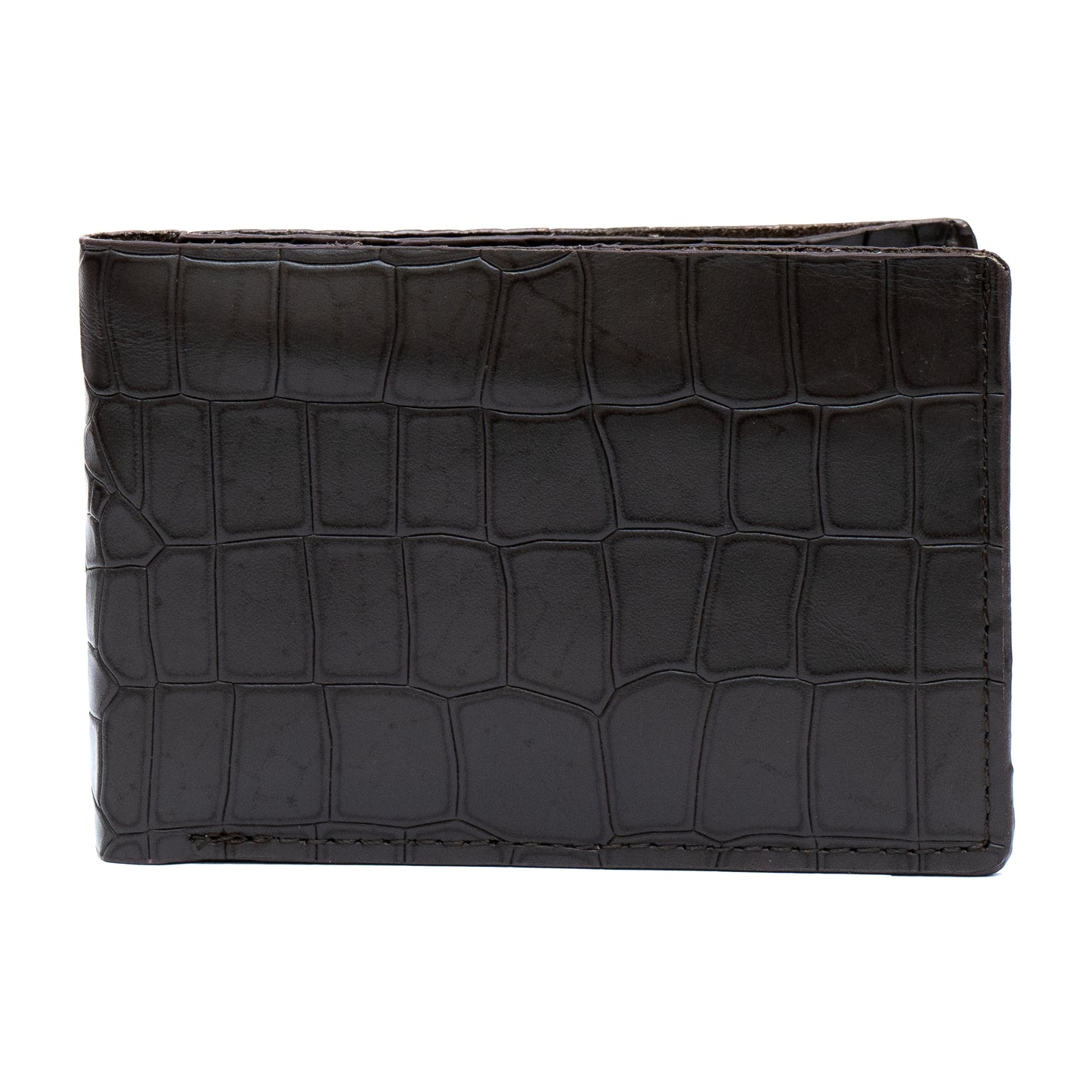 Croco Pattern Leather Bifold V-Cut Wallet