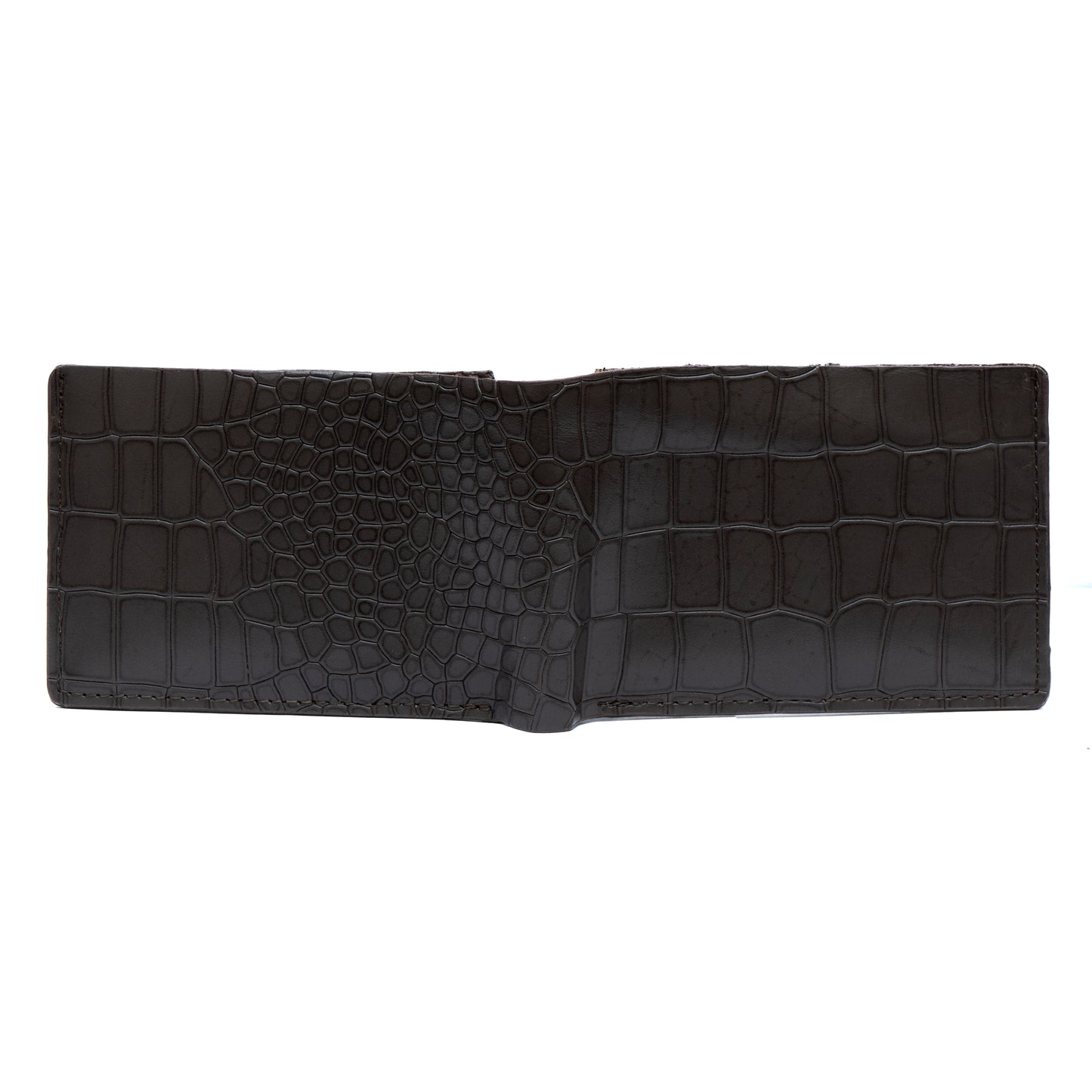 Croco Pattern Leather Bifold V-Cut Wallet