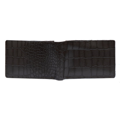 Croco Pattern Leather Bifold V-Cut Wallet