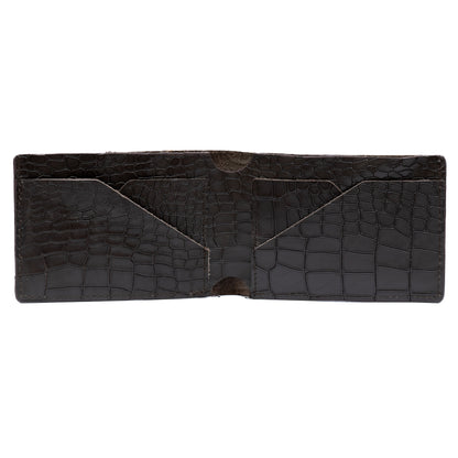Croco Pattern Leather Bifold V-Cut Wallet