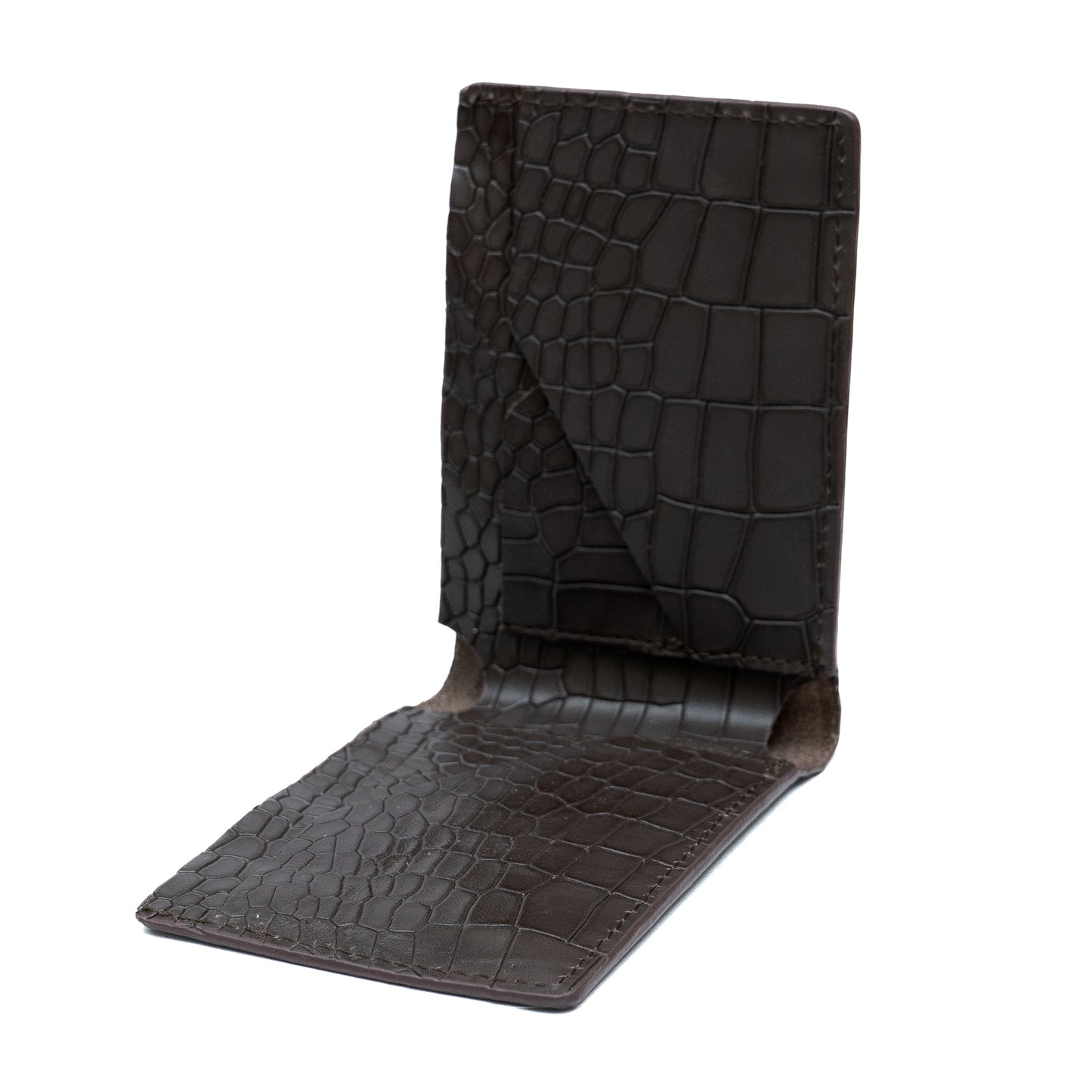 Croco Pattern Leather Bifold V-Cut Wallet