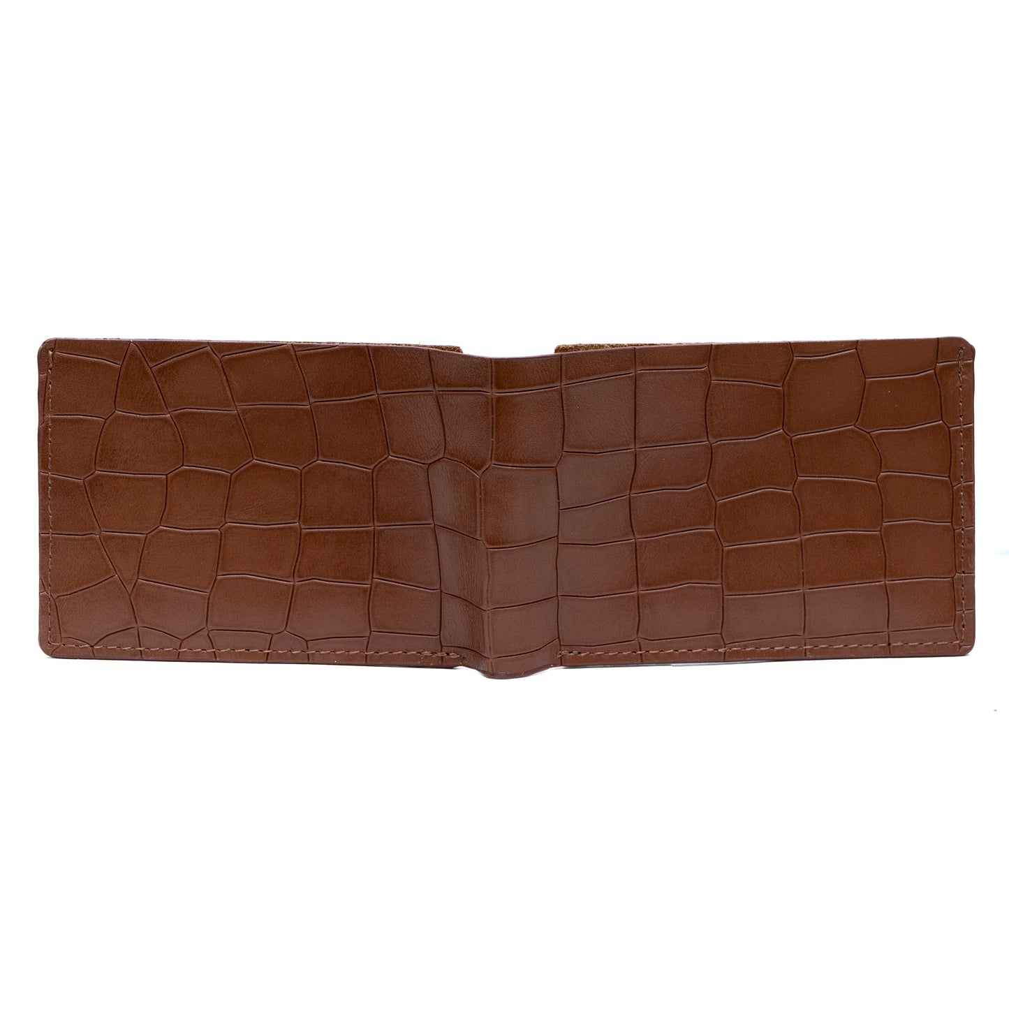 Croco Pattern Leather Bifold V-Cut Wallet
