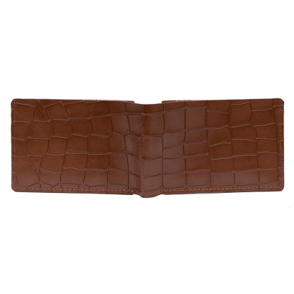 Croco Pattern Leather Bifold V-Cut Wallet