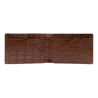 Croco Pattern Leather Bifold V-Cut Wallet