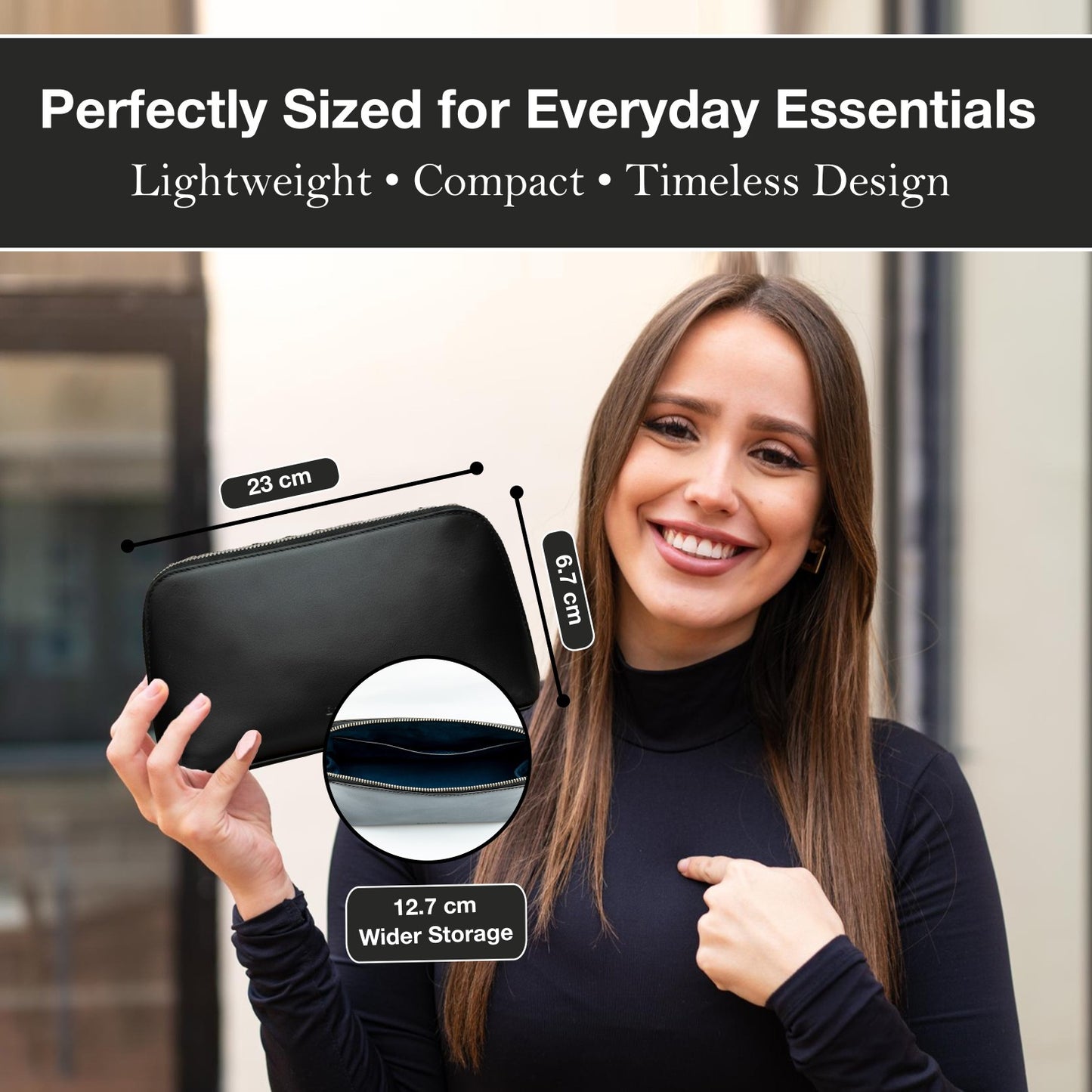 Black Genuine Leather Chargers Gadgets & Accessories Full Grain Aniline Leather Travel Organizer Pouch For Cables For Men & Women