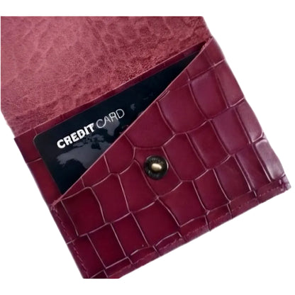 Croco Pattern Leather Minimalist Card Case