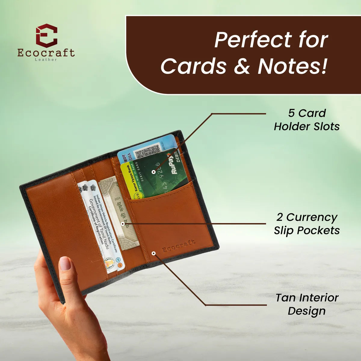 Ext Black Cow Aston Full Grain Leather Slim Wallet Small Minimalist & Thin Wallet Card Holder For Men & Women