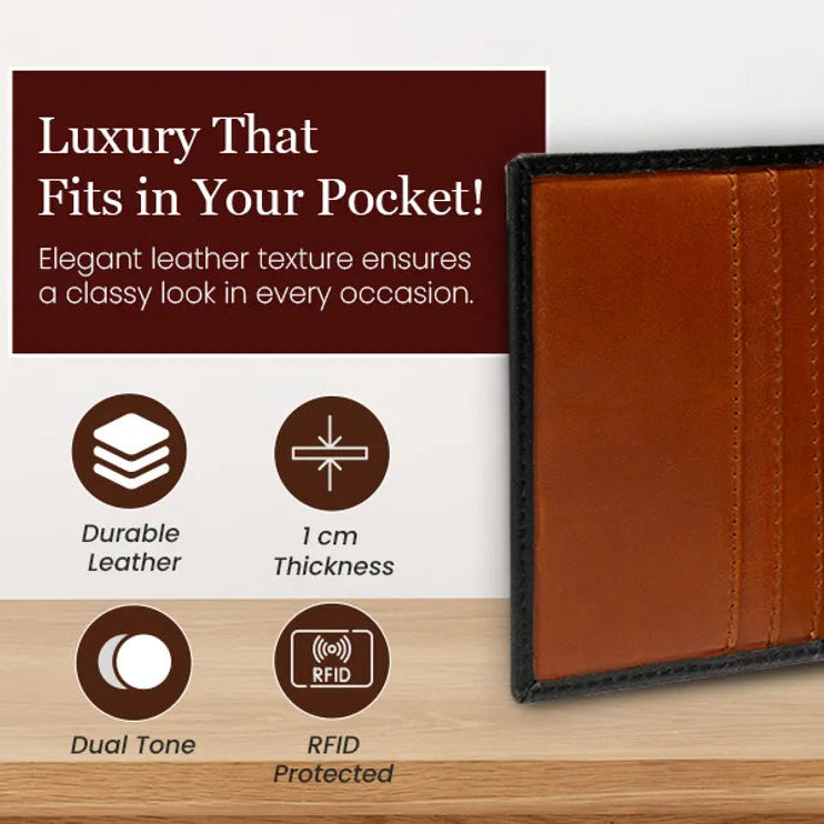 Ext Black Cow Aston Full Grain Leather Slim Wallet Small Minimalist & Thin Wallet Card Holder For Men & Women