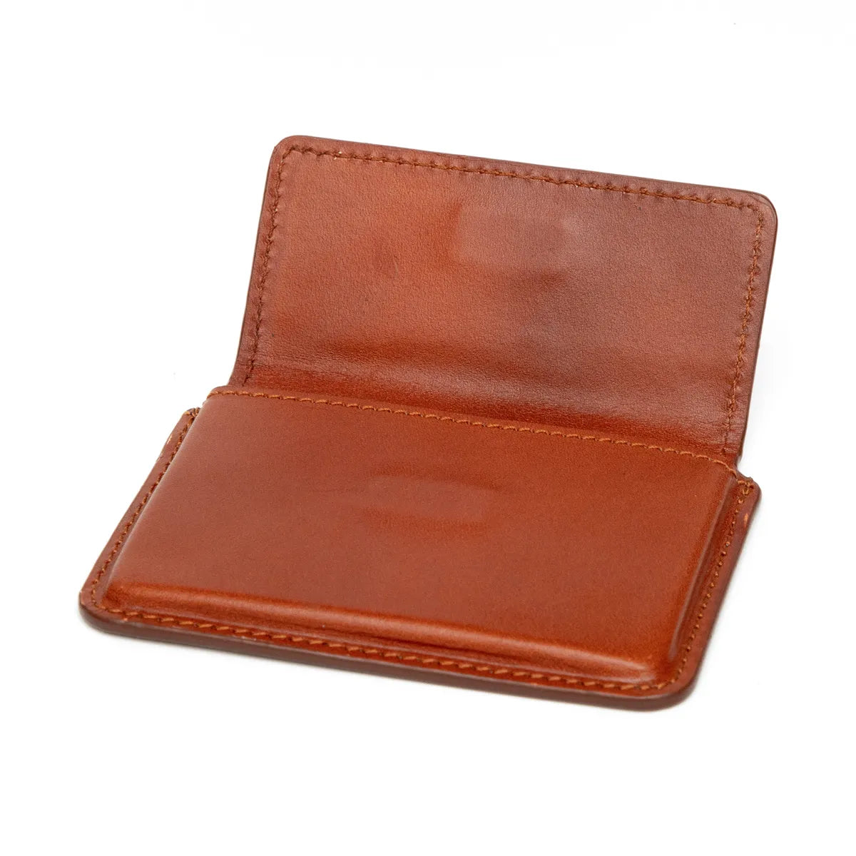 Cognac Full Grain Aniline Leather With Magnetic Flap Ultra-Slim Minimalist Wallet For Daily Carry Card Case For Men & Women