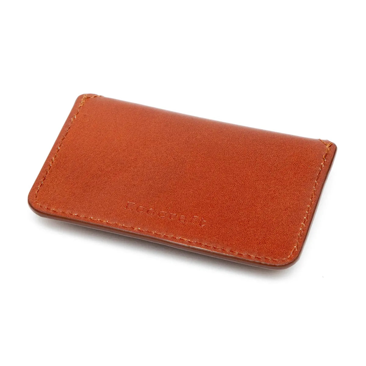 Cognac Full Grain Aniline Leather With Magnetic Flap Ultra-Slim Minimalist Wallet For Daily Carry Card Case For Men & Women