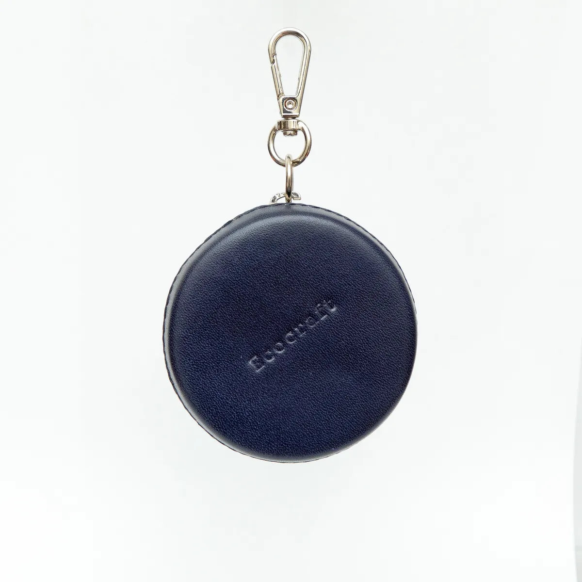 Navy Blue Leather Earphone Case Tws Airpods With Snap Closure Premium Full Grain Protective Pouch For Men & Women