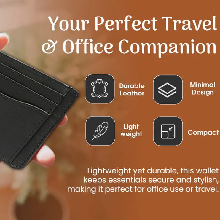 Black Slim Genuine Leather Minimalist Credit Genuine Leather Stylish Card Wallet Small Card Case Card Holder For Men & Women