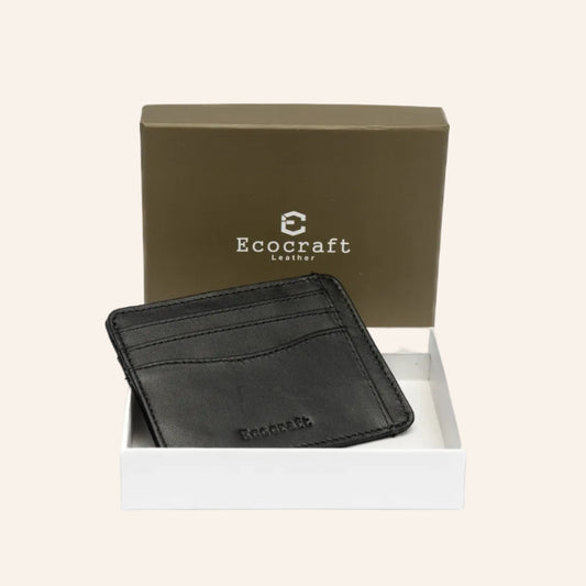 Black Slim Genuine Leather Minimalist Credit Genuine Leather Stylish Card Wallet Small Card Case Card Holder For Men & Women