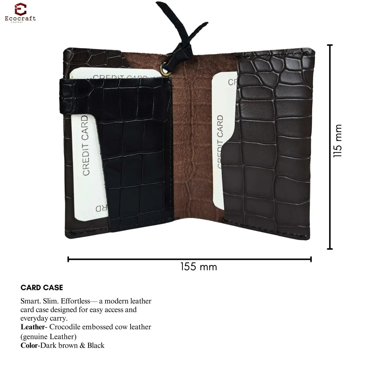 Black Slim Leather Bifold Minimalist Front Pocket Premium Full-Grain Two Tone Design Card Holder Wallet For Men & Women