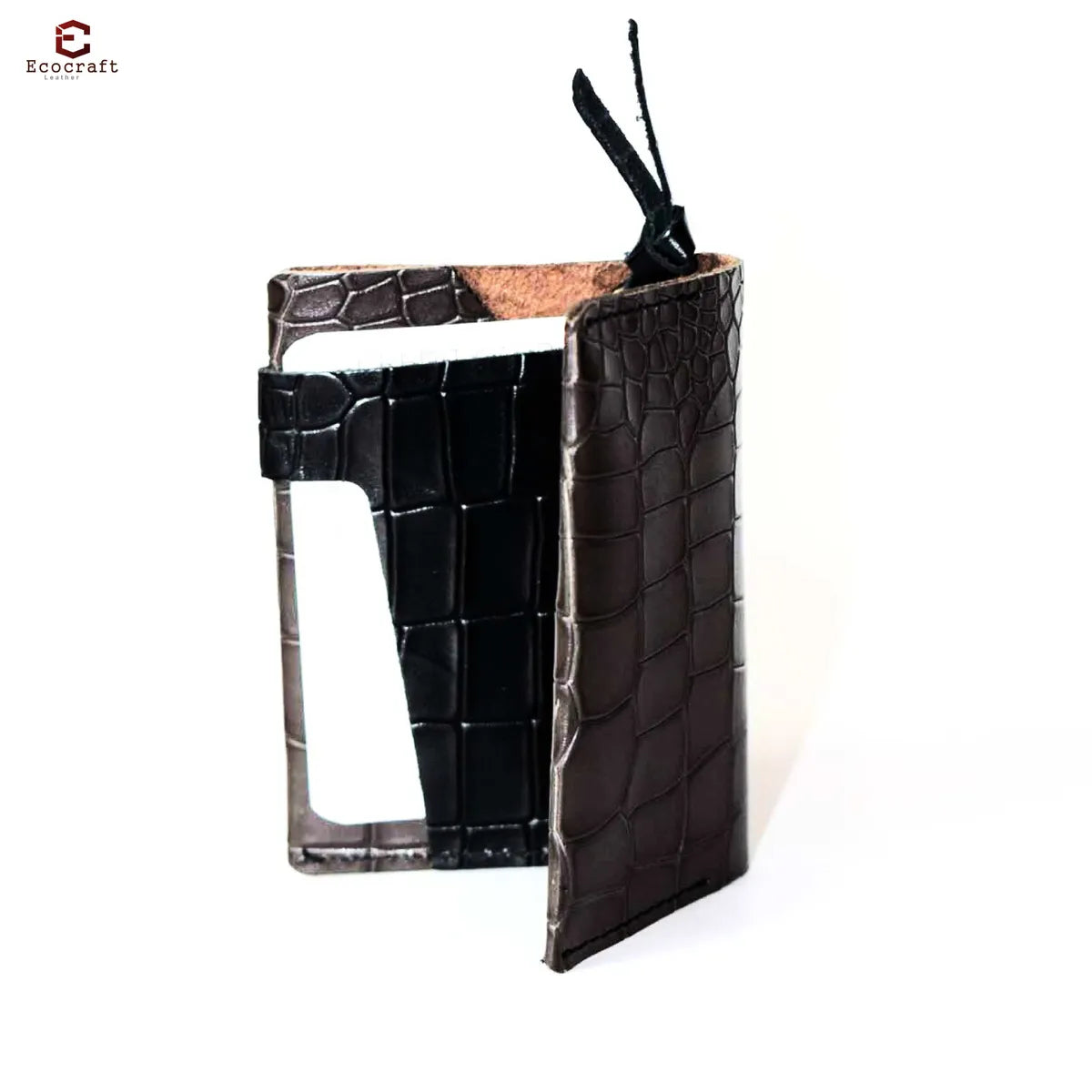 Black Slim Leather Bifold Minimalist Front Pocket Premium Full-Grain Two Tone Design Card Holder Wallet For Men & Women