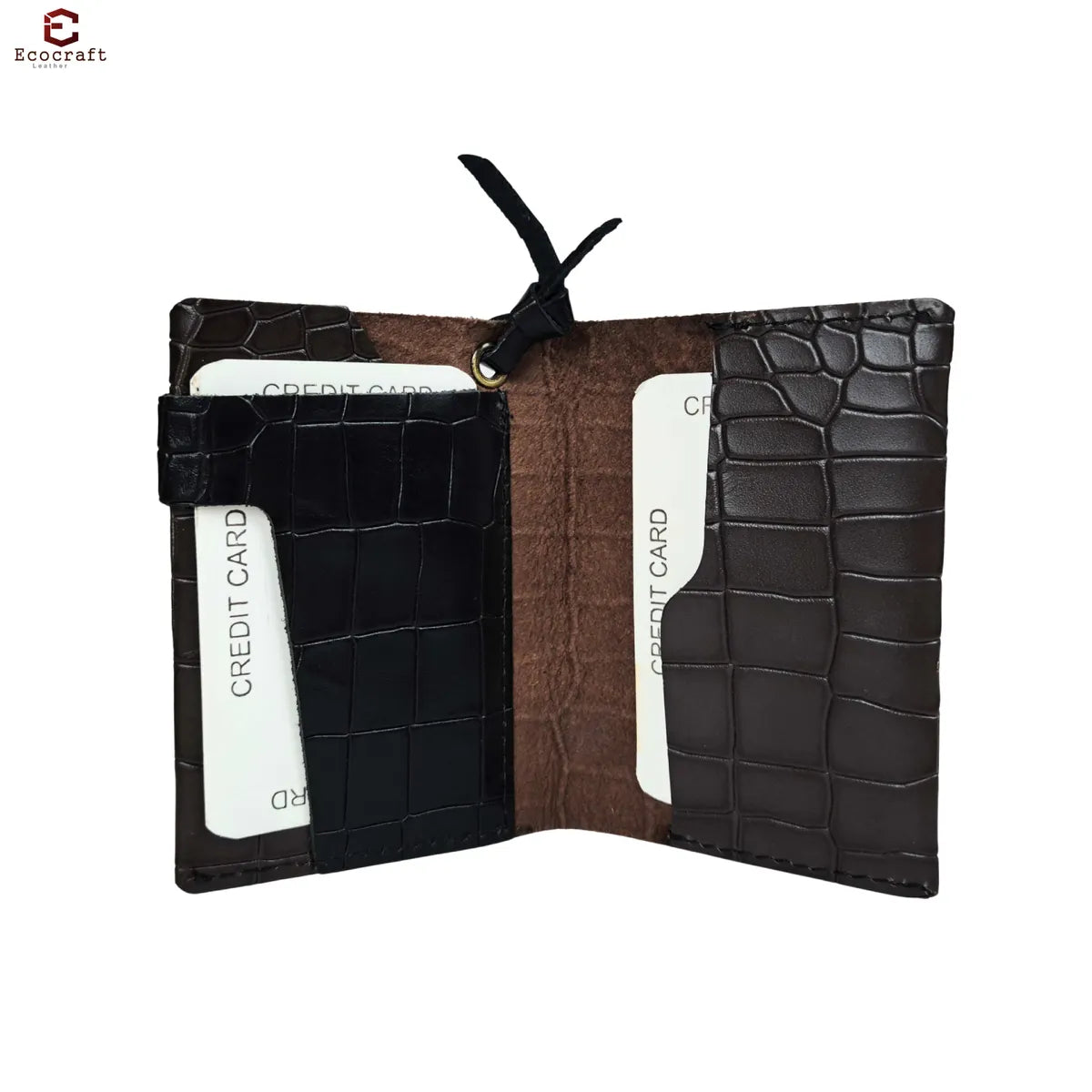 Black Slim Leather Bifold Minimalist Front Pocket Premium Full-Grain Two Tone Design Card Holder Wallet For Men & Women