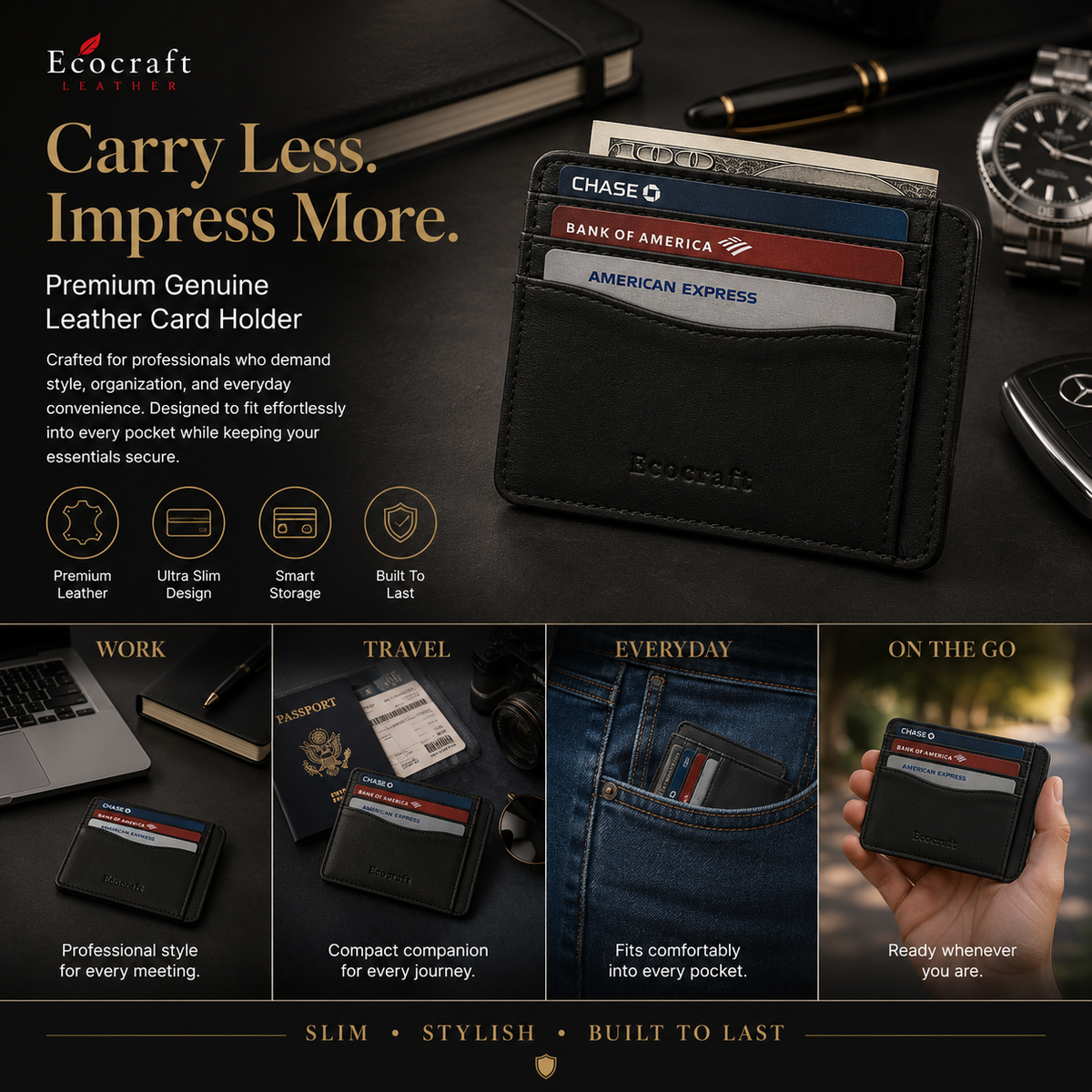 Nappa Slim Leather Card Case