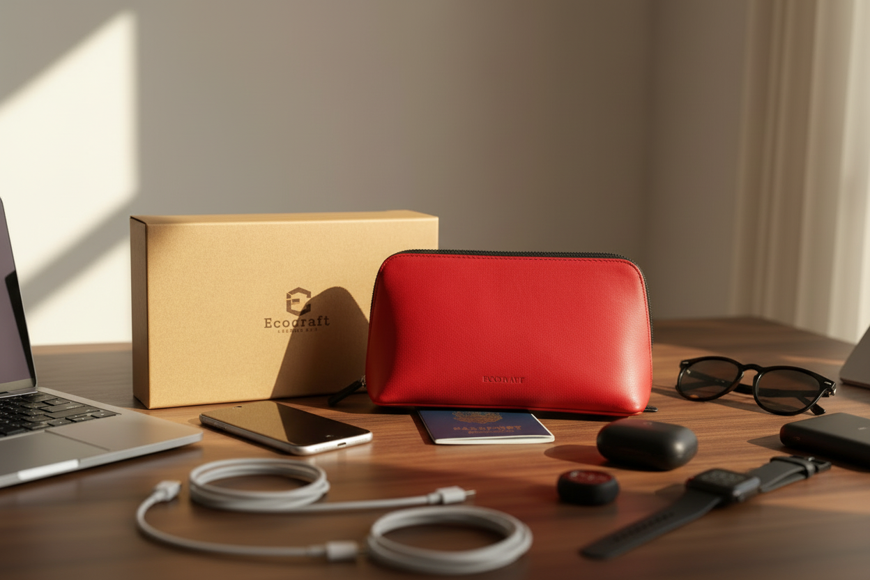 Aniline Leather Travel Organizer Pouch