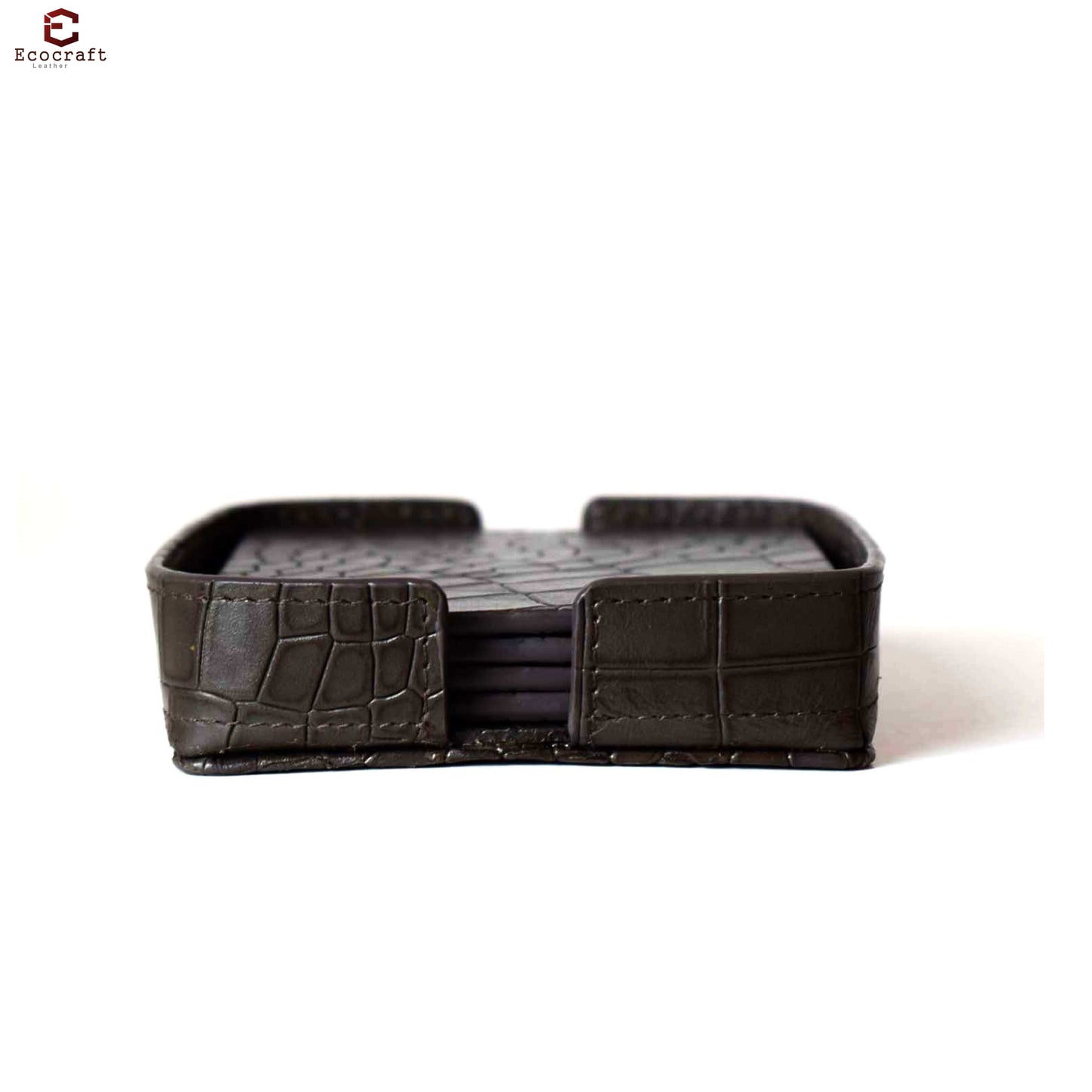 Croco Pattern Leather Coasters Set