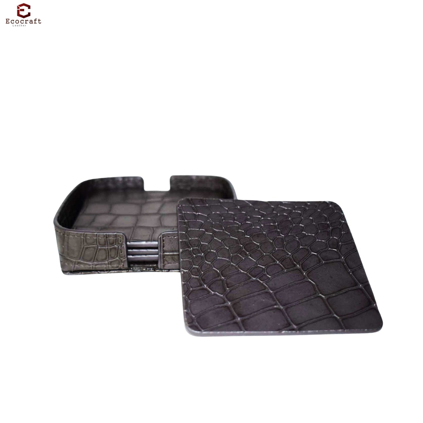 Croco Pattern Leather Coasters Set