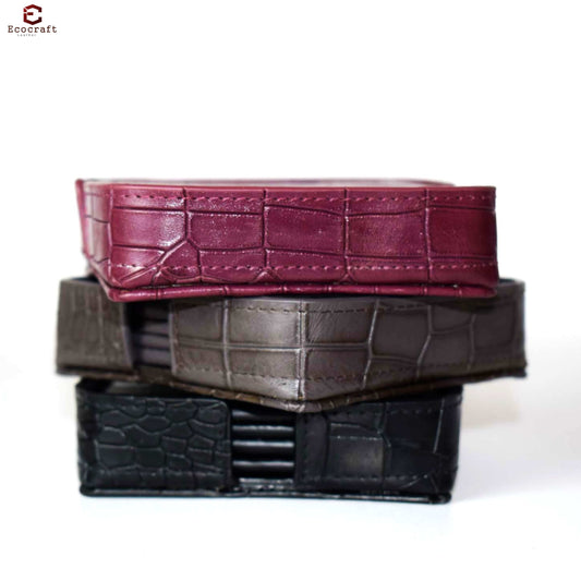 Croco Pattern Leather Coasters Set