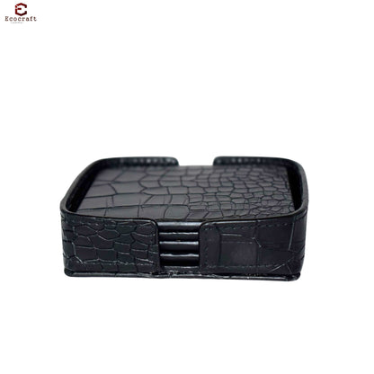 Croco Pattern Leather Coasters Set