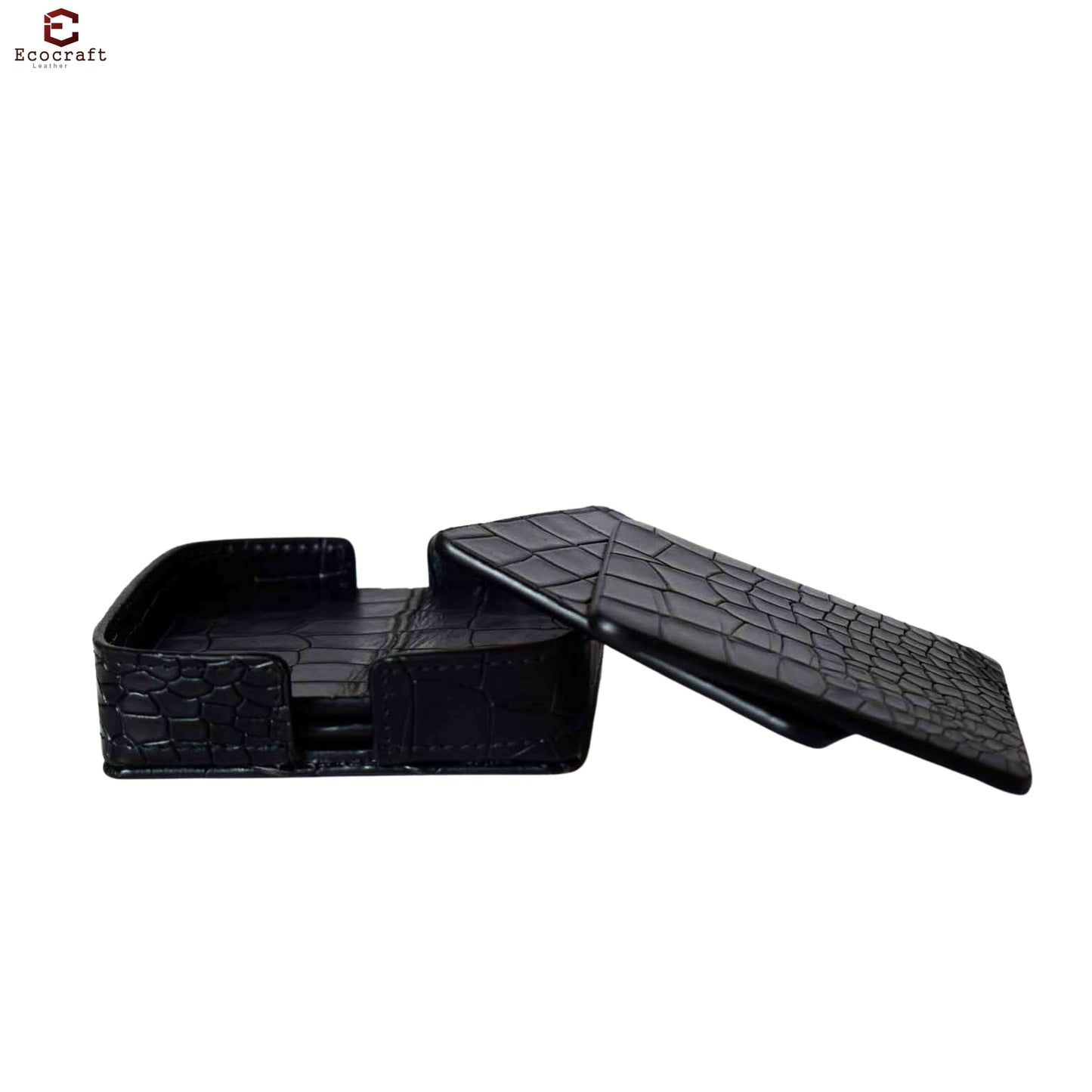 Croco Pattern Leather Coasters Set