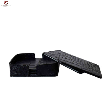 Croco Pattern Leather Coasters Set