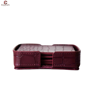 Croco Pattern Leather Coasters Set
