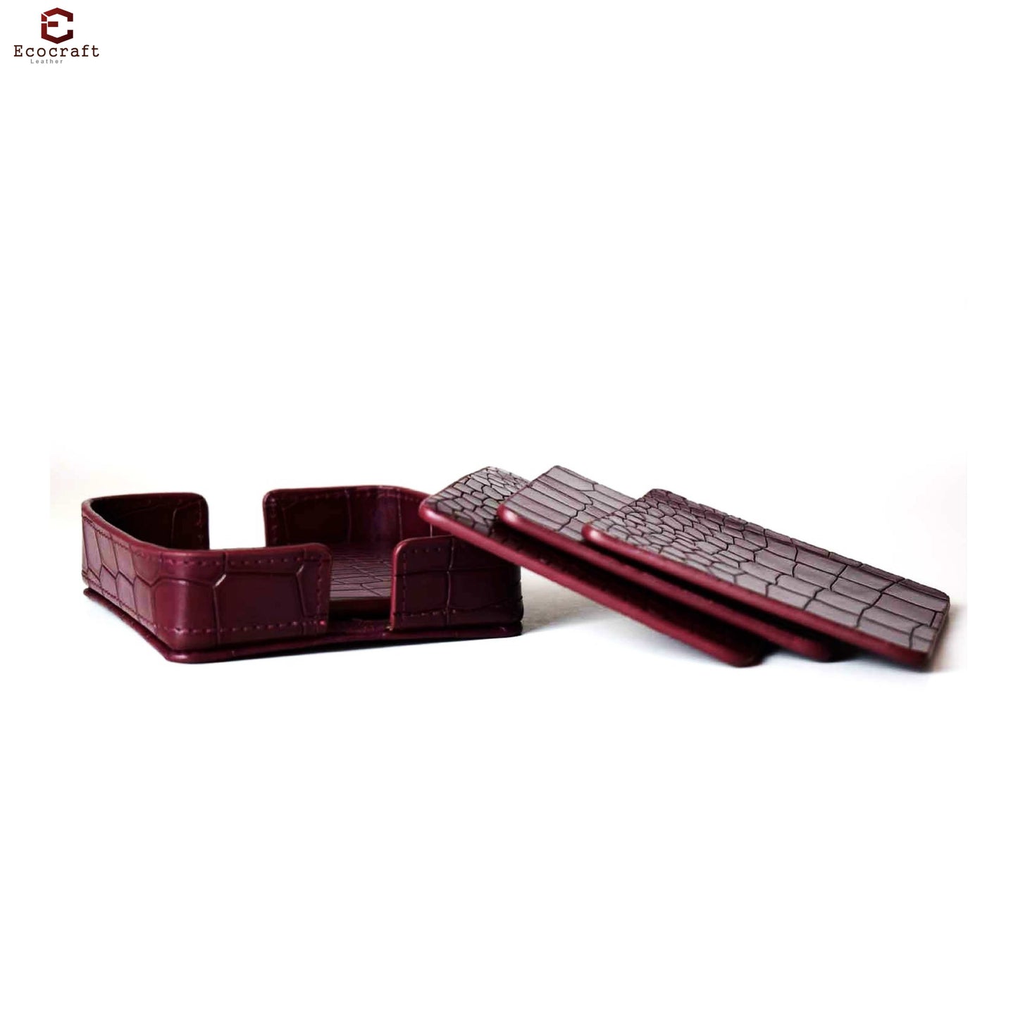 Croco Pattern Leather Coasters Set