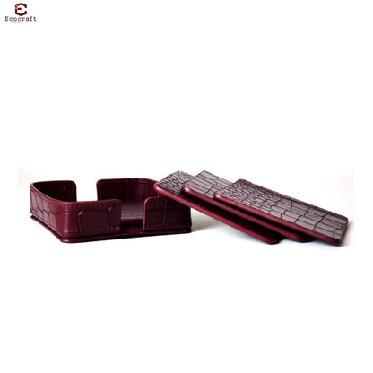 Croco Pattern Leather Coasters Set