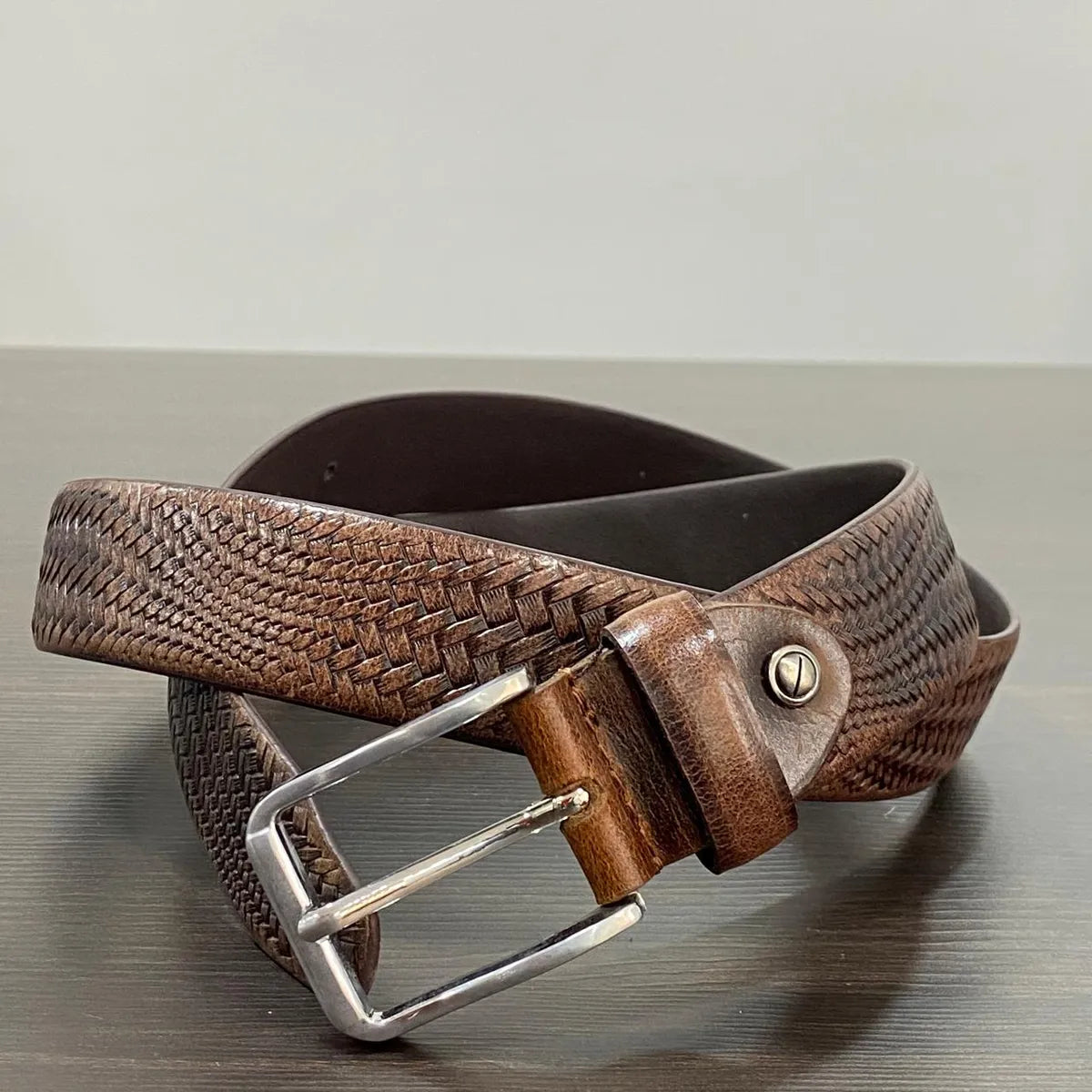 Brown Genuine Leather Men's  Belt | Premium Textured Formal & Casual Belt with Metal Buckle | Adjustable Trim-to-Fit Leather Belt for Men