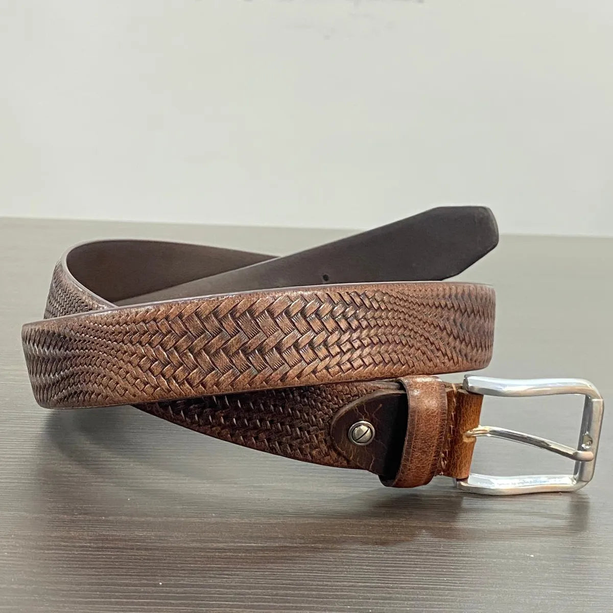 Brown Genuine Leather Men's  Belt | Premium Textured Formal & Casual Belt with Metal Buckle | Adjustable Trim-to-Fit Leather Belt for Men