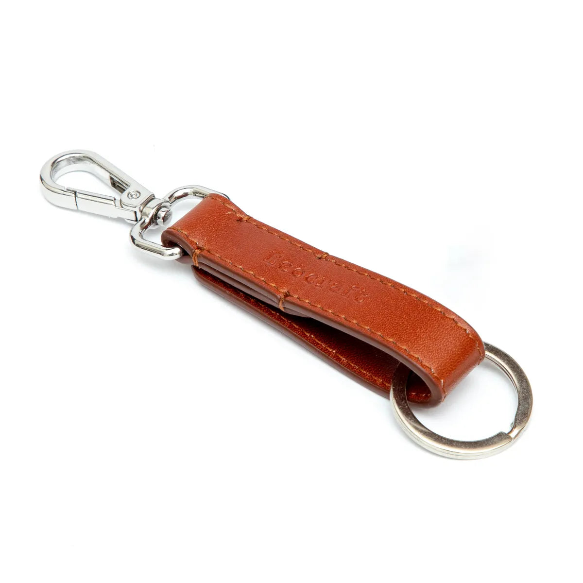 ECOCRAFT Premium Leather Duo Keyring Set for Him & Her, Full Grain Aniline Finish, Stylish Gift Set - Brown & Cognac (Set of 2)