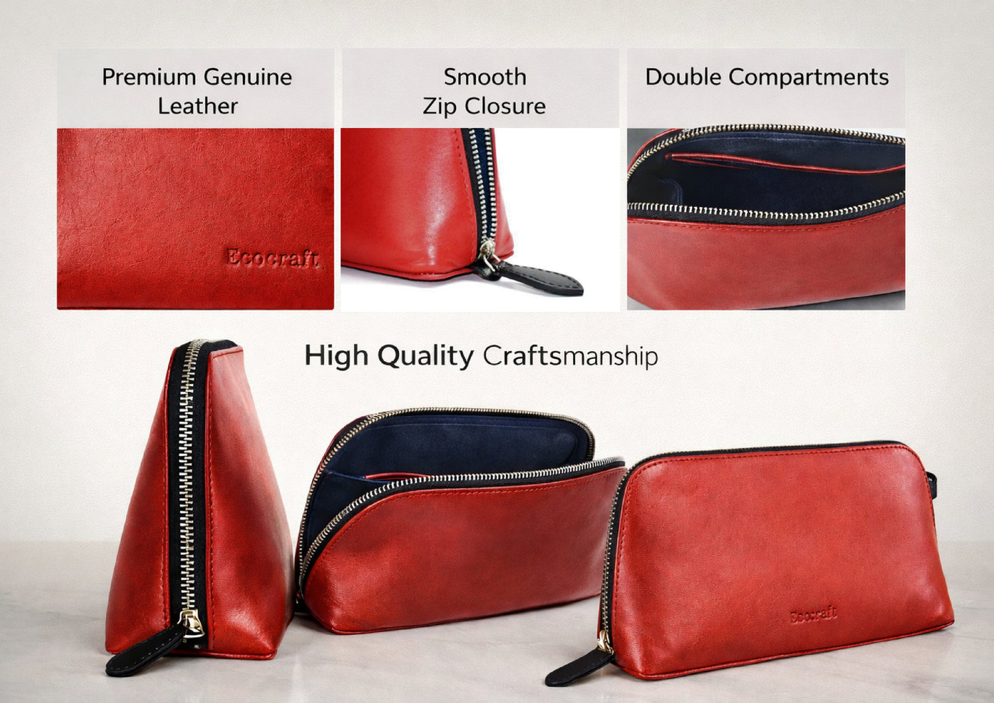 Aniline Leather Travel Organizer Pouch