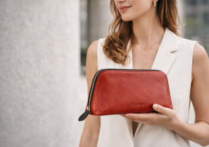 Aniline Leather Travel Organizer Pouch