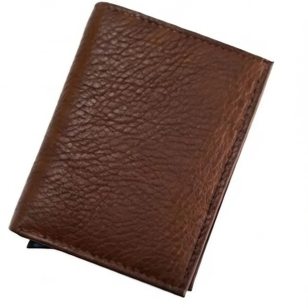 Tan Bifold Pop-Up Leather 8 Card Slots, 1 Id Window, 1 Cash Compartment Premium Pebble Grain Leather Card Holder For Men & Women