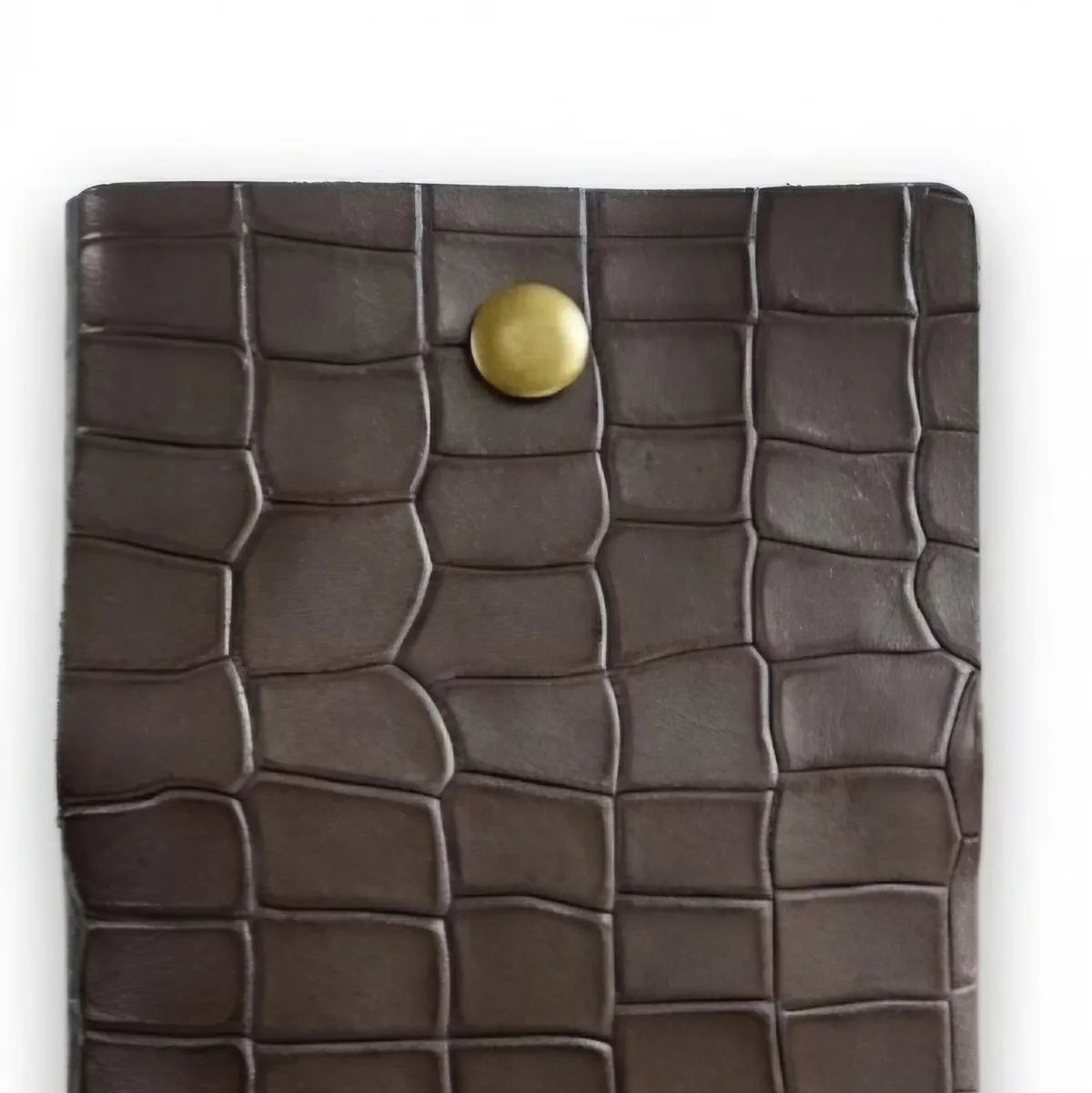 Grey Croco Genuine Leather Slim Gloss Aniline Finish With Snap Button Flap 5 Card Capacity Card Case For Men & Women