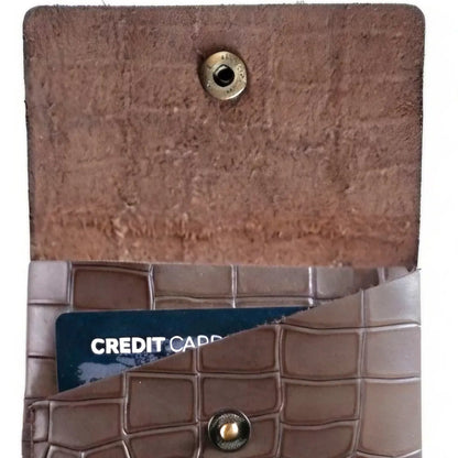 Croco Pattern Leather Minimalist Card Case