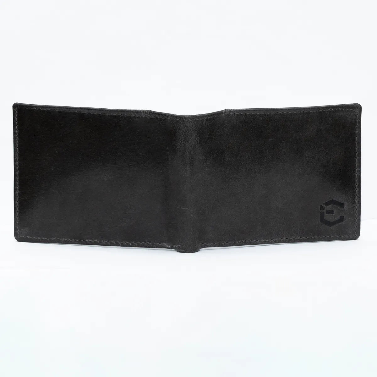 Charcoal Slim Waxed Crunch Leather Bifold Wallet Rfid Blocking Genuine Leather Rugged & Durable, 6 Card Slots, Id And Full Cash Compartment For Men