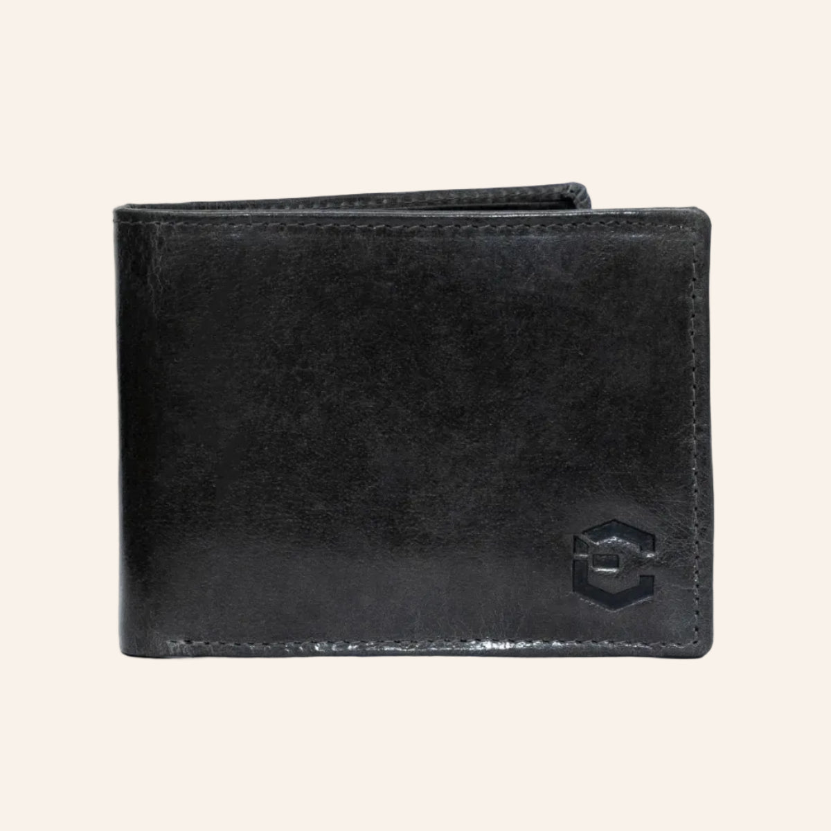 Charcoal Slim Waxed Crunch Leather Bifold Wallet Rfid Blocking Genuine Leather Rugged & Durable, 6 Card Slots, Id And Full Cash Compartment For Men