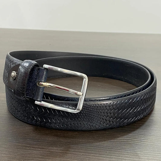 ECOCRAFT Genuine Leather Mens Belt | Premium Textured Formal & Casual Belt with Metal Buckle | Adjustable Trim-to-Fit Leather Belt for Men