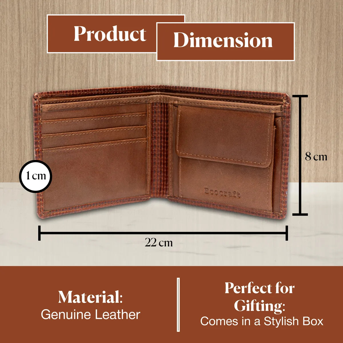 Brown Knitted Brown Genuine Leather With Coin Pocket Rfid Blocking Wallet For Men